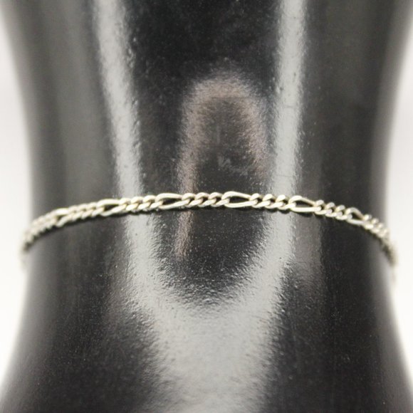 Vintage Sterling Silver 925 Italy Figaro Chain Ankle Bracelet Anklet Signed A-Z - Picture 3 of 8